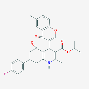 molecular formula C30H28FNO5 B4094409 propan-2-yl 7-(4-fluorophenyl)-2-methyl-4-(6-methyl-4-oxo-4H-chromen-3-yl)-5-oxo-1,4,5,6,7,8-hexahydroquinoline-3-carboxylate 