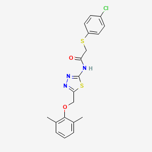 molecular formula C19H18ClN3O2S2 B4094434 2-[(4-chlorophenyl)thio]-N-{5-[(2,6-dimethylphenoxy)methyl]-1,3,4-thiadiazol-2-yl}acetamide 