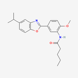 molecular formula C22H26N2O3 B4094492 N-{2-methoxy-5-[5-(propan-2-yl)-1,3-benzoxazol-2-yl]phenyl}pentanamide 