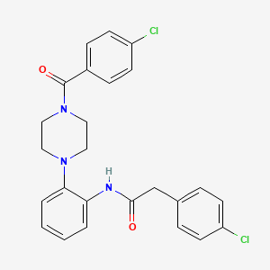 molecular formula C25H23Cl2N3O2 B4094500 N-{2-[4-(4-chlorobenzoyl)-1-piperazinyl]phenyl}-2-(4-chlorophenyl)acetamide 