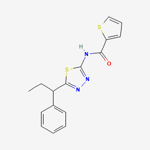 N-[5-(1-phenylpropyl)-1,3,4-thiadiazol-2-yl]thiophene-2-carboxamide