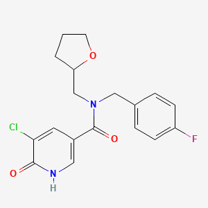 molecular formula C18H18ClFN2O3 B4094547 5-chloro-N-(4-fluorobenzyl)-6-oxo-N-(tetrahydrofuran-2-ylmethyl)-1,6-dihydropyridine-3-carboxamide 