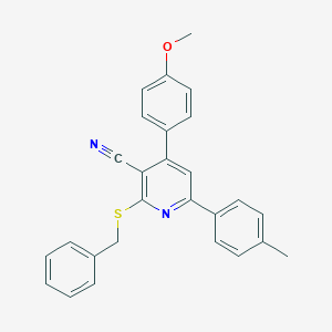 molecular formula C27H22N2OS B409455 2-(Benzylsulfanyl)-4-(4-methoxyphenyl)-6-(4-methylphenyl)nicotinonitrile 