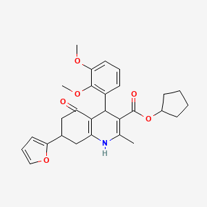 Cyclopentyl 4-(2,3-dimethoxyphenyl)-7-(furan-2-yl)-2-methyl-5-oxo-1,4,5,6,7,8-hexahydroquinoline-3-carboxylate