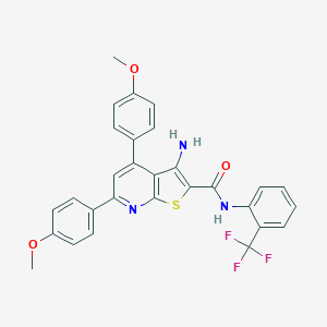 molecular formula C29H22F3N3O3S B409468 3-Amino-4,6-bis(4-methoxyphenyl)-N-(2-(trifluoromethyl)phenyl)thieno[2,3-b]pyridine-2-carboxamide CAS No. 332155-94-9