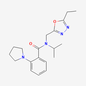 molecular formula C19H26N4O2 B4094681 N-[(5-ethyl-1,3,4-oxadiazol-2-yl)methyl]-N-isopropyl-2-pyrrolidin-1-ylbenzamide 