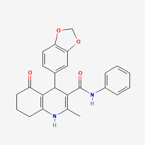 molecular formula C24H22N2O4 B4094697 4-(1,3-benzodioxol-5-yl)-2-methyl-5-oxo-N-phenyl-1,4,5,6,7,8-hexahydro-3-quinolinecarboxamide 