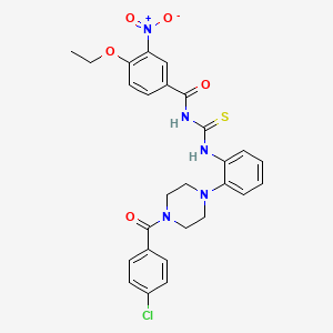 molecular formula C27H26ClN5O5S B4094702 N-[(2-{4-[(4-chlorophenyl)carbonyl]piperazin-1-yl}phenyl)carbamothioyl]-4-ethoxy-3-nitrobenzamide 