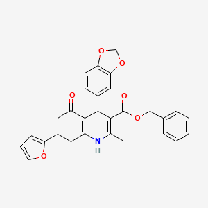 molecular formula C29H25NO6 B4094724 Benzyl 4-(1,3-benzodioxol-5-yl)-7-(furan-2-yl)-2-methyl-5-oxo-1,4,5,6,7,8-hexahydroquinoline-3-carboxylate 