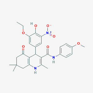 molecular formula C28H31N3O7 B4094745 4-(3-ethoxy-4-hydroxy-5-nitrophenyl)-N-(4-methoxyphenyl)-2,7,7-trimethyl-5-oxo-1,4,5,6,7,8-hexahydroquinoline-3-carboxamide 