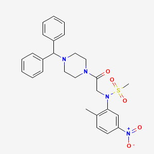 N-{2-[4-(diphenylmethyl)-1-piperazinyl]-2-oxoethyl}-N-(2-methyl-5-nitrophenyl)methanesulfonamide