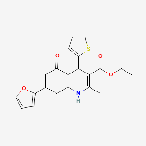 Ethyl 7-(furan-2-yl)-2-methyl-5-oxo-4-(thiophen-2-yl)-1,4,5,6,7,8-hexahydroquinoline-3-carboxylate