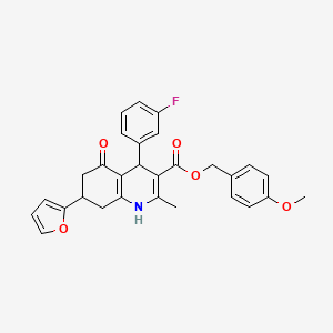 4-methoxybenzyl 4-(3-fluorophenyl)-7-(2-furyl)-2-methyl-5-oxo-1,4,5,6,7,8-hexahydro-3-quinolinecarboxylate