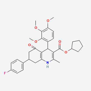 molecular formula C31H34FNO6 B4094935 cyclopentyl 7-(4-fluorophenyl)-2-methyl-5-oxo-4-(2,3,4-trimethoxyphenyl)-1,4,5,6,7,8-hexahydro-3-quinolinecarboxylate 