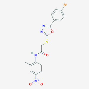 molecular formula C17H13BrN4O4S B409499 2-((5-(4-Bromophenyl)-1,3,4-oxadiazol-2-yl)thio)-N-(2-methyl-4-nitrophenyl)acetamide CAS No. 332161-44-1