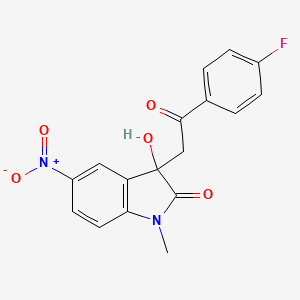 molecular formula C17H13FN2O5 B4095024 3-[2-(4-fluorophenyl)-2-oxoethyl]-3-hydroxy-1-methyl-5-nitro-1,3-dihydro-2H-indol-2-one 