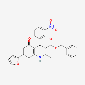 Benzyl 7-(furan-2-yl)-2-methyl-4-(4-methyl-3-nitrophenyl)-5-oxo-1,4,5,6,7,8-hexahydroquinoline-3-carboxylate