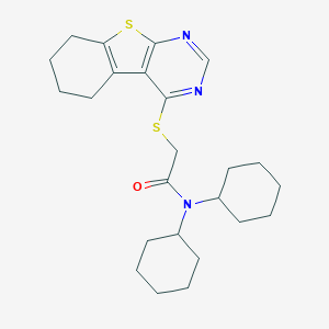 molecular formula C24H33N3OS2 B409509 N,N-dicyclohexyl-2-(5,6,7,8-tetrahydro-[1]benzothiolo[2,3-d]pyrimidin-4-ylsulfanyl)acetamide CAS No. 332161-56-5