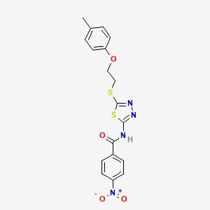 molecular formula C18H16N4O4S2 B4095101 N-[5-[2-(4-methylphenoxy)ethylsulfanyl]-1,3,4-thiadiazol-2-yl]-4-nitrobenzamide 