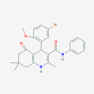 molecular formula C26H27BrN2O3 B4095114 4-(5-bromo-2-methoxyphenyl)-2,7,7-trimethyl-5-oxo-N-phenyl-1,4,5,6,7,8-hexahydro-3-quinolinecarboxamide 