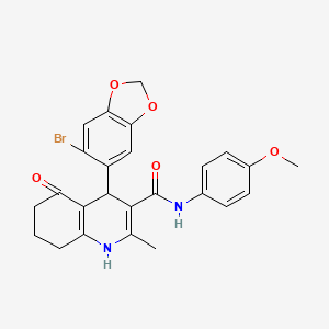 molecular formula C25H23BrN2O5 B4095135 4-(6-bromo-1,3-benzodioxol-5-yl)-N-(4-methoxyphenyl)-2-methyl-5-oxo-1,4,5,6,7,8-hexahydro-3-quinolinecarboxamide 