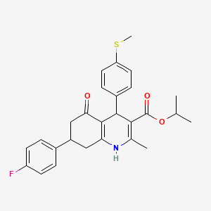 molecular formula C27H28FNO3S B4095140 Propan-2-yl 7-(4-fluorophenyl)-2-methyl-4-[4-(methylsulfanyl)phenyl]-5-oxo-1,4,5,6,7,8-hexahydroquinoline-3-carboxylate 