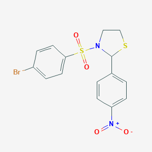 molecular formula C15H13BrN2O4S2 B409523 3-((4-溴苯基)磺酰基)-2-(4-硝基苯基)噻唑烷 CAS No. 397284-00-3