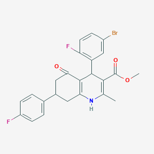 molecular formula C24H20BrF2NO3 B4095254 methyl 4-(5-bromo-2-fluorophenyl)-7-(4-fluorophenyl)-2-methyl-5-oxo-1,4,5,6,7,8-hexahydro-3-quinolinecarboxylate 