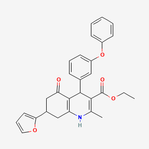 Ethyl 7-(furan-2-yl)-2-methyl-5-oxo-4-(3-phenoxyphenyl)-1,4,5,6,7,8-hexahydroquinoline-3-carboxylate