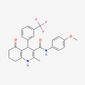 molecular formula C25H23F3N2O3 B4095270 N-(4-methoxyphenyl)-2-methyl-5-oxo-4-[3-(trifluoromethyl)phenyl]-1,4,5,6,7,8-hexahydroquinoline-3-carboxamide 