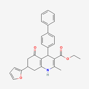 Ethyl 4-(biphenyl-4-yl)-7-(furan-2-yl)-2-methyl-5-oxo-1,4,5,6,7,8-hexahydroquinoline-3-carboxylate