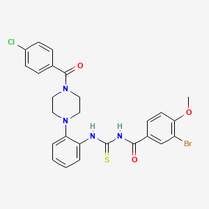 molecular formula C26H24BrClN4O3S B4095311 3-bromo-N-[(2-{4-[(4-chlorophenyl)carbonyl]piperazin-1-yl}phenyl)carbamothioyl]-4-methoxybenzamide 