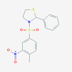 molecular formula C16H16N2O4S2 B409532 3-(4-Methyl-3-nitro-benzenesulfonyl)-2-phenyl-thiazolidine 