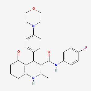 molecular formula C27H28FN3O3 B4095353 N-(4-fluorophenyl)-2-methyl-4-[4-(4-morpholinyl)phenyl]-5-oxo-1,4,5,6,7,8-hexahydro-3-quinolinecarboxamide 