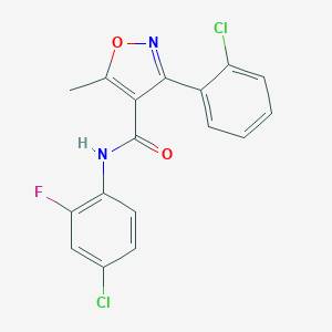 molecular formula C17H11Cl2FN2O2 B409536 N-(4-chloro-2-fluorophenyl)-3-(2-chlorophenyl)-5-methyl-1,2-oxazole-4-carboxamide 