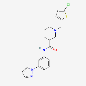 1-[(5-chlorothiophen-2-yl)methyl]-N-(3-pyrazol-1-ylphenyl)piperidine-3-carboxamide