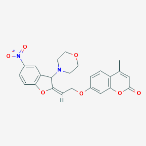 7-[2-(5-nitro-3-(4-morpholinyl)-1-benzofuran-2(3H)-ylidene)ethoxy]-4-methyl-2H-chromen-2-one