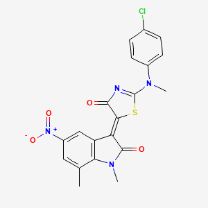 molecular formula C20H15ClN4O4S B4095429 3-[2-[(4-chlorophenyl)(methyl)amino]-4-oxo-1,3-thiazol-5(4H)-ylidene]-1,7-dimethyl-5-nitro-1,3-dihydro-2H-indol-2-one 