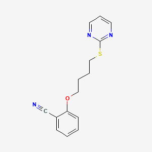 molecular formula C15H15N3OS B4095435 2-[4-(2-pyrimidinylthio)butoxy]benzonitrile 