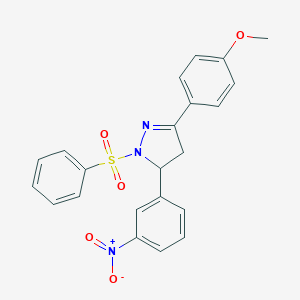 molecular formula C22H19N3O5S B409544 3-(4-methoxyphenyl)-5-(3-nitrophenyl)-1-(phenylsulfonyl)-4,5-dihydro-1H-pyrazole CAS No. 337482-95-8