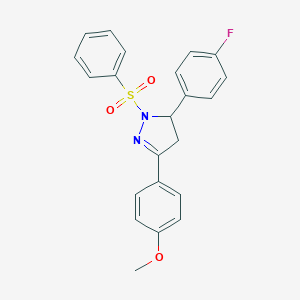 molecular formula C22H19FN2O3S B409547 5-(4-fluorophenyl)-3-(4-methoxyphenyl)-1-(phenylsulfonyl)-4,5-dihydro-1H-pyrazole CAS No. 337482-97-0