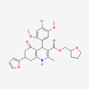 molecular formula C28H30BrNO7 B4095514 tetrahydro-2-furanylmethyl 4-(4-bromo-2,5-dimethoxyphenyl)-7-(2-furyl)-2-methyl-5-oxo-1,4,5,6,7,8-hexahydro-3-quinolinecarboxylate 