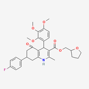 Tetrahydrofuran-2-ylmethyl 7-(4-fluorophenyl)-2-methyl-5-oxo-4-(2,3,4-trimethoxyphenyl)-1,4,5,6,7,8-hexahydroquinoline-3-carboxylate