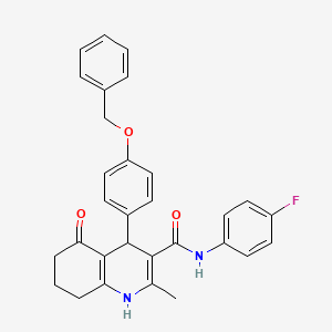 molecular formula C30H27FN2O3 B4095582 4-[4-(benzyloxy)phenyl]-N-(4-fluorophenyl)-2-methyl-5-oxo-1,4,5,6,7,8-hexahydro-3-quinolinecarboxamide 