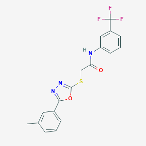 molecular formula C18H14F3N3O2S B409559 2-[[5-(3-methylphenyl)-1,3,4-oxadiazol-2-yl]sulfanyl]-N-[3-(trifluoromethyl)phenyl]acetamide CAS No. 337490-49-0