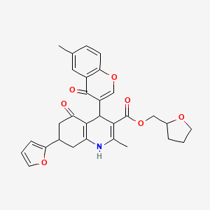 molecular formula C30H29NO7 B4095590 tetrahydro-2-furanylmethyl 7-(2-furyl)-2-methyl-4-(6-methyl-4-oxo-4H-chromen-3-yl)-5-oxo-1,4,5,6,7,8-hexahydro-3-quinolinecarboxylate 