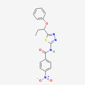 molecular formula C18H16N4O4S B4095606 4-nitro-N-[5-(1-phenoxypropyl)-1,3,4-thiadiazol-2-yl]benzamide 