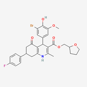 molecular formula C29H29BrFNO6 B4095612 Tetrahydrofuran-2-ylmethyl 4-(3-bromo-4-hydroxy-5-methoxyphenyl)-7-(4-fluorophenyl)-2-methyl-5-oxo-1,4,5,6,7,8-hexahydroquinoline-3-carboxylate 