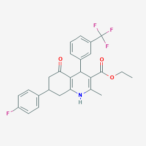 ethyl 7-(4-fluorophenyl)-2-methyl-5-oxo-4-[3-(trifluoromethyl)phenyl]-1,4,5,6,7,8-hexahydro-3-quinolinecarboxylate