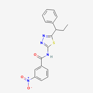 molecular formula C18H16N4O3S B4095692 3-nitro-N-[5-(1-phenylpropyl)-1,3,4-thiadiazol-2-yl]benzamide 